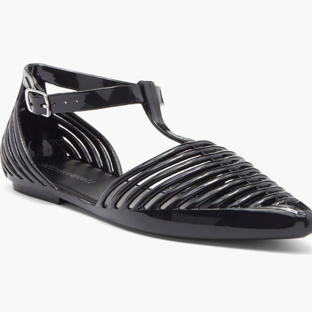Jeffrey Campbell Women's Jellies Black Strappy Flats, size 7, New in Box